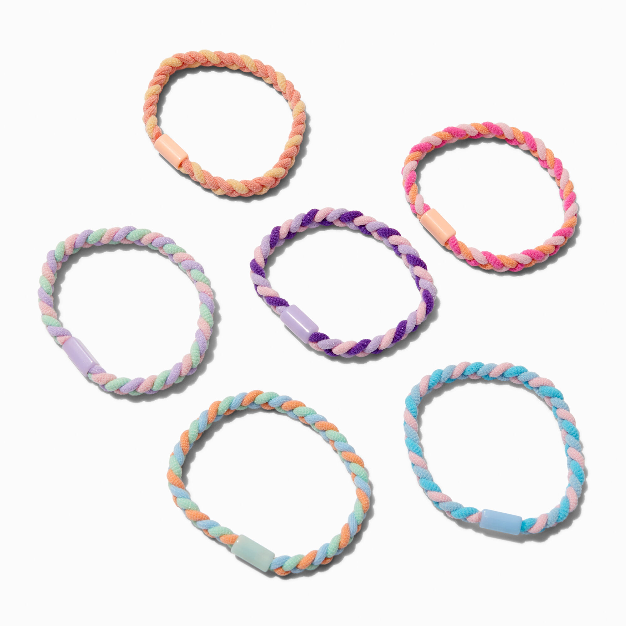 Pastel Braided Hair Ties - 6 Pack,