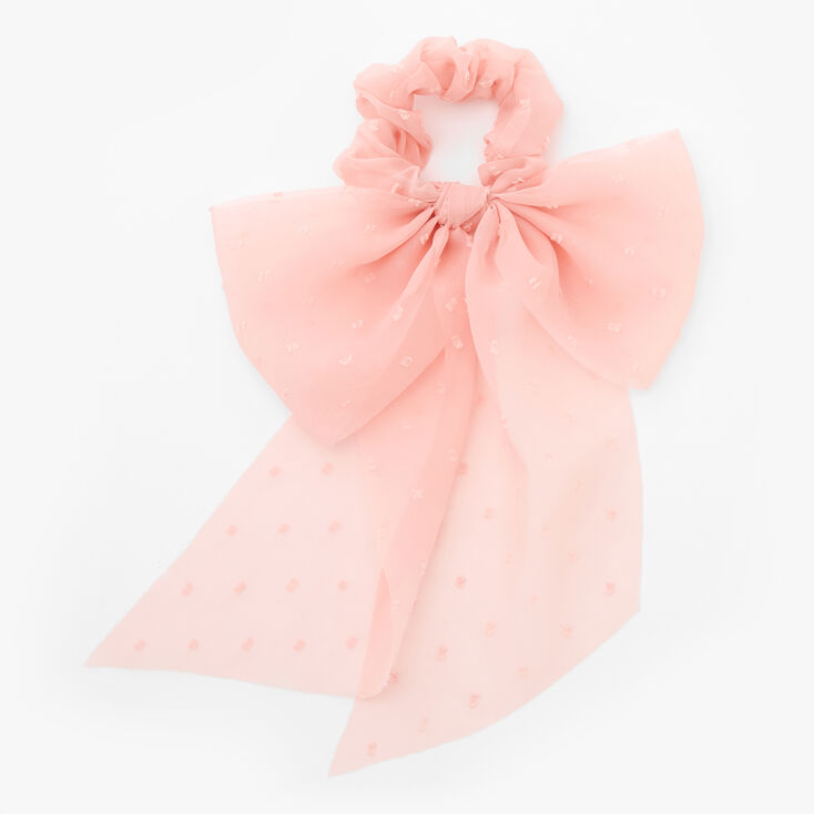 Claire's Chouchou à nœud en organza à pois - Rose tendre