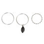 Sterling Silver 22G Twisted Leaf Cartilage Hoop Earrings - 3 Pack,