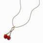 Red Pav&eacute; Cherry Pendant Necklace,