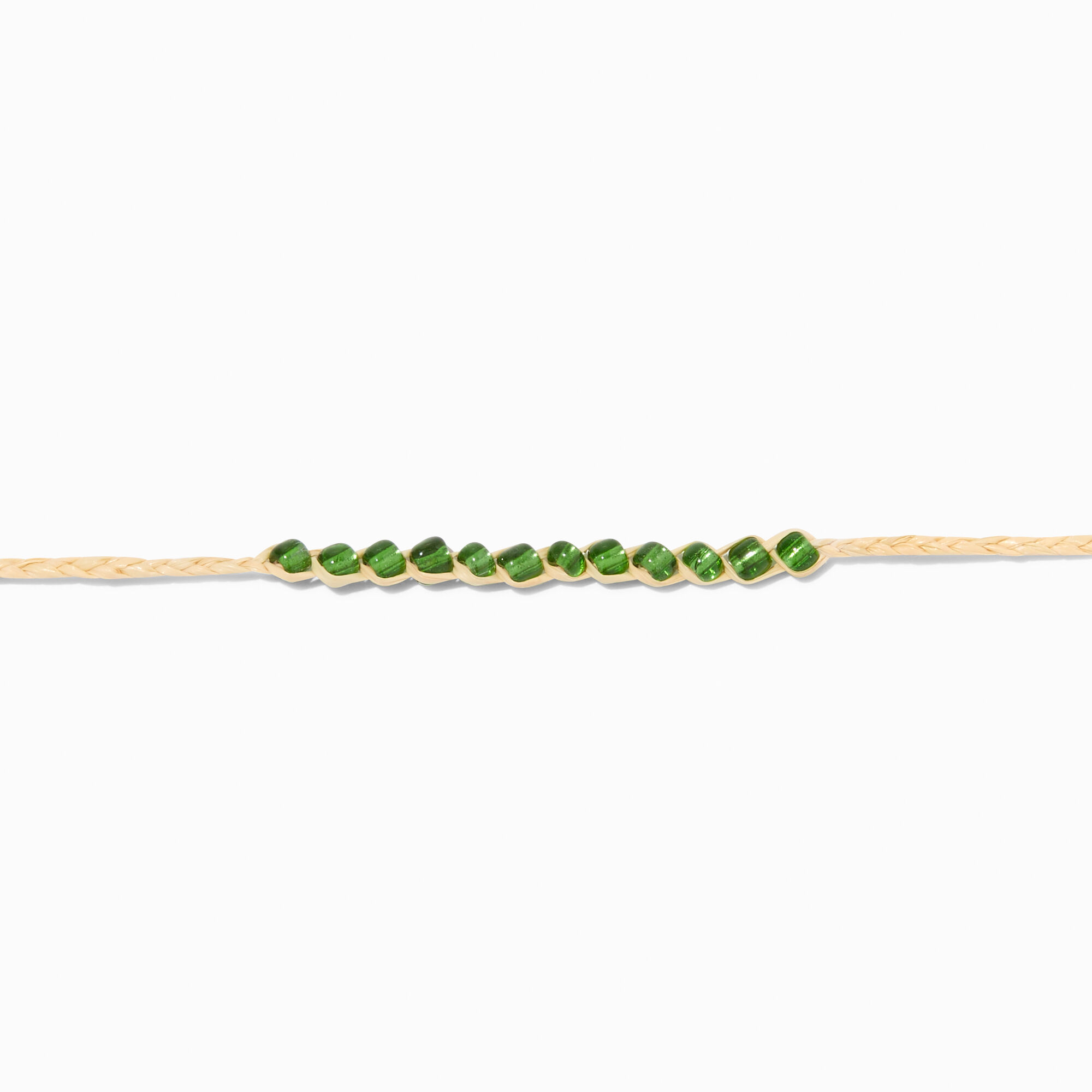 Green Bead Adjustable Cord Wish Bracelet,