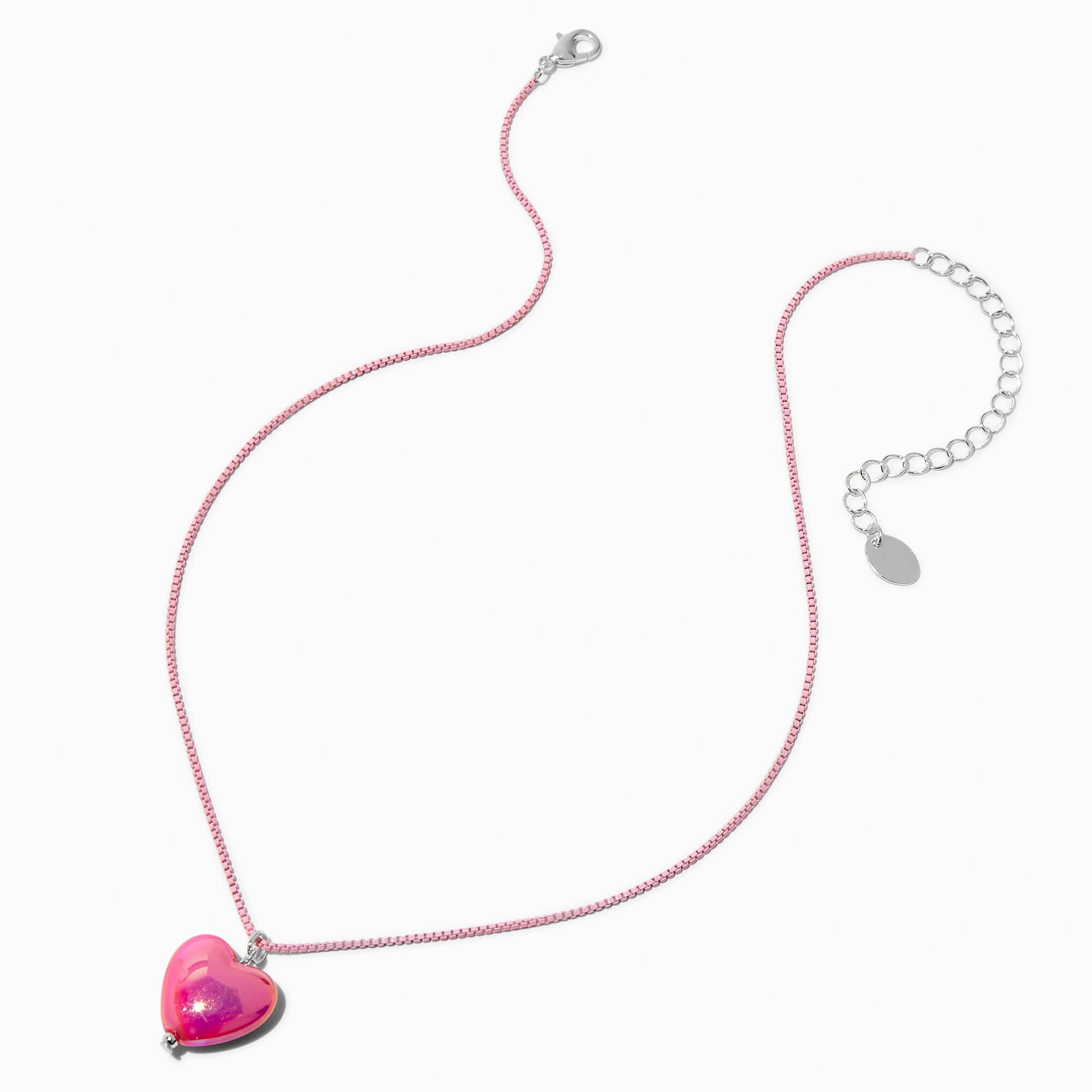 Pink Heart Pendant Necklace,