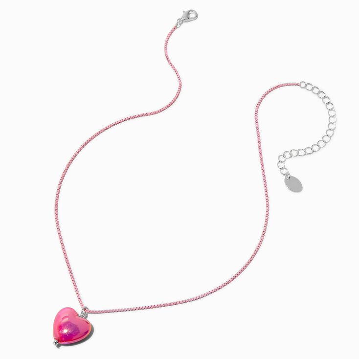 Pink Heart Pendant Necklace,