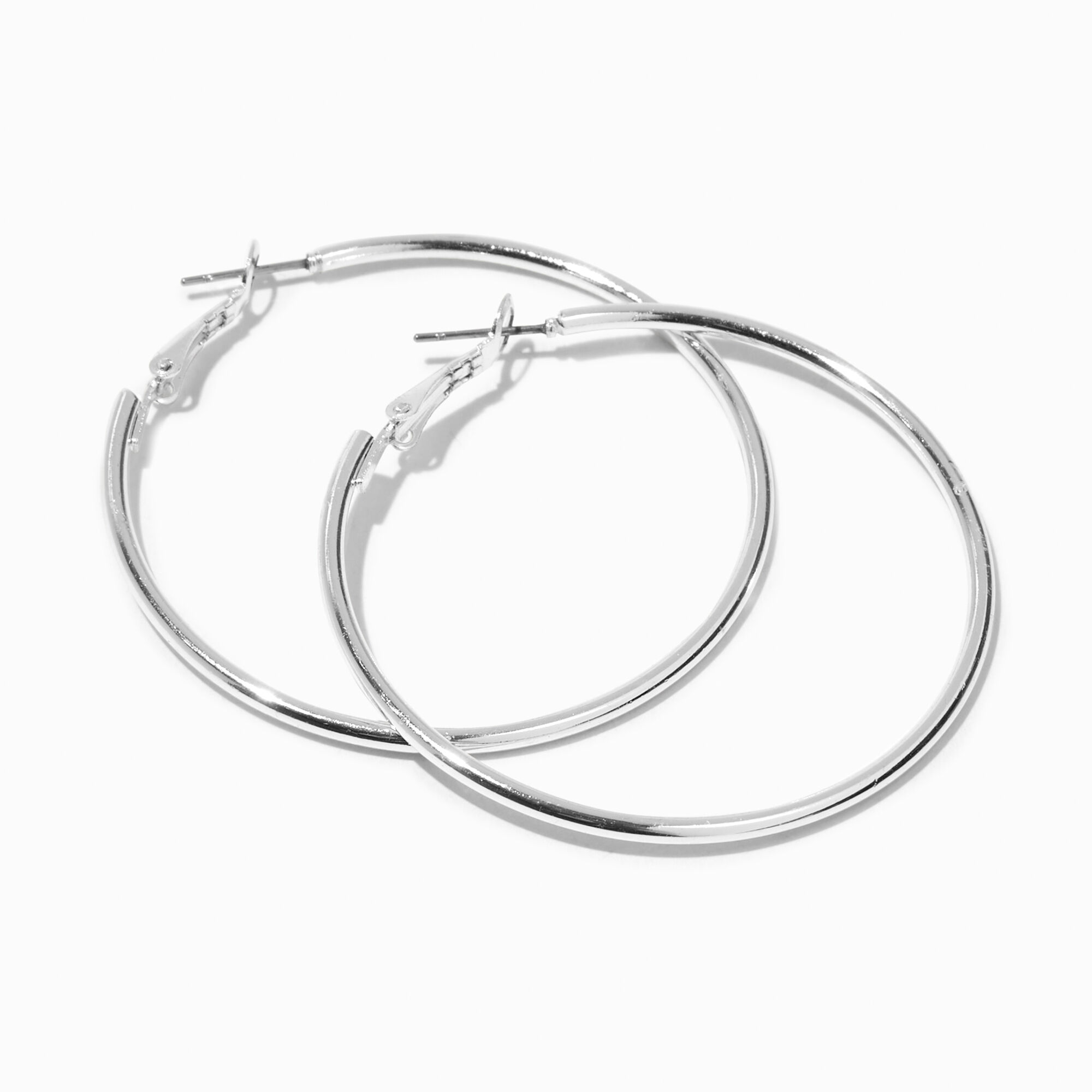 View Claires Tone 50MM Hoop Earrings Silver information