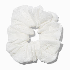 Giant White Eyelet Hair Scrunchie,