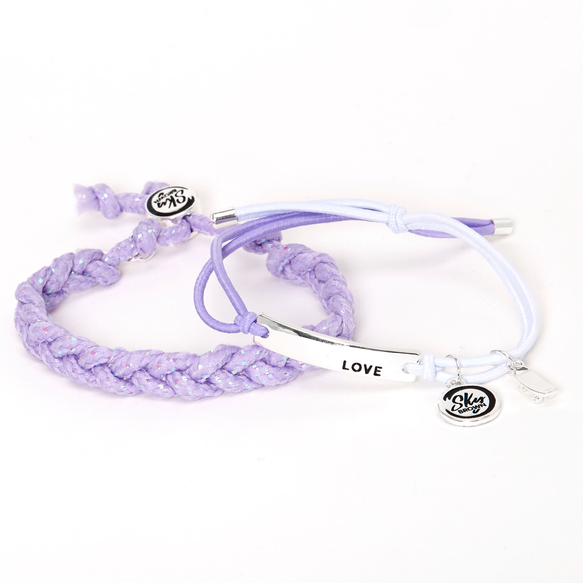 Sky Brown™ Adjustable Braided bracelets – Purple, 2 pack,