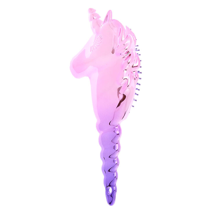 Metallic Ombre Unicorn Head Paddle Hair Brush - Pink,