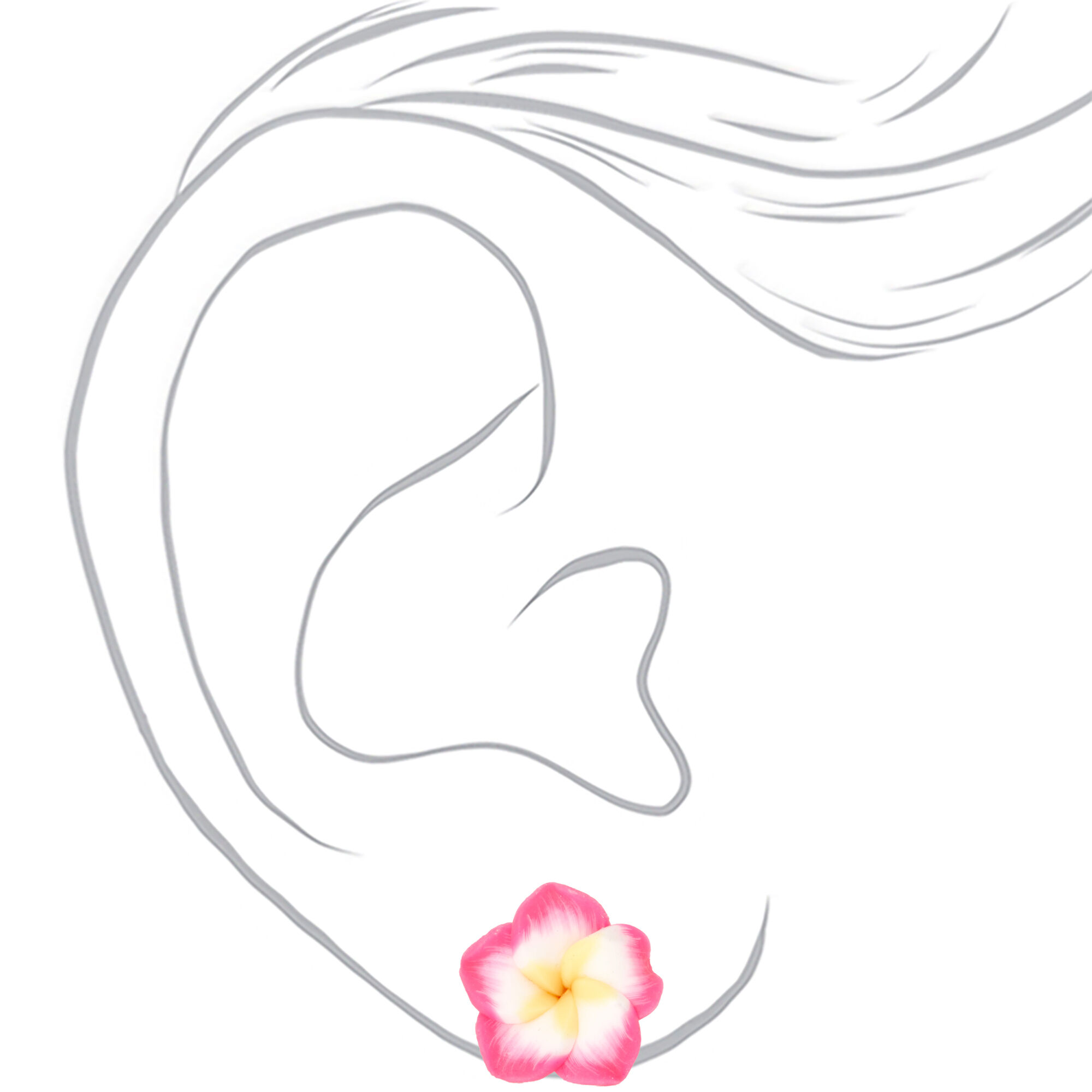 Pink Hibiscus Flower Stud Earrings,