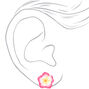 Pink Hibiscus Flower Stud Earrings,