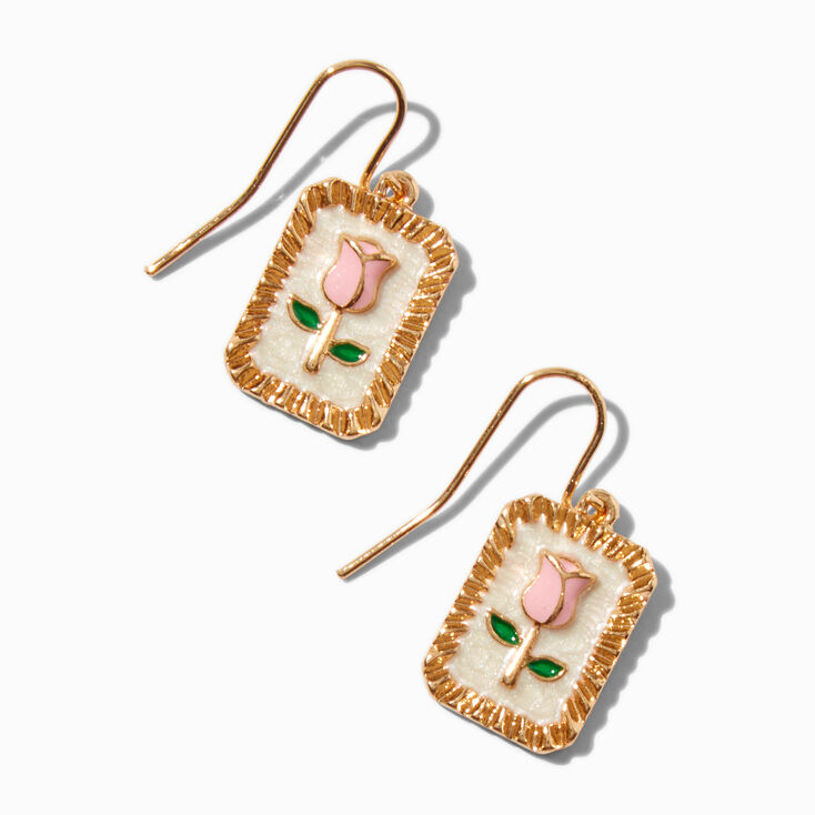 Pendantes &agrave; m&eacute;daillon rose &eacute;maill&eacute;e roses,