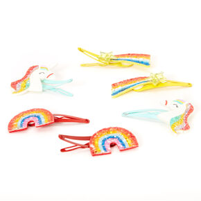 Claire&#39;s Club Rainbow Glitter Magical Snap Hair Clips - 6 Pack,