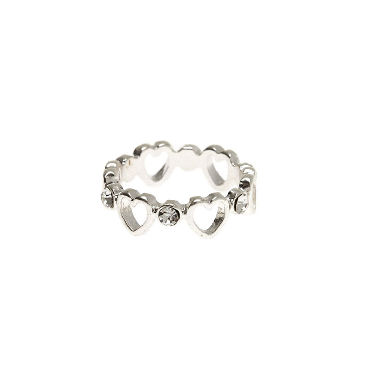 Silver Heart Chain Ring,