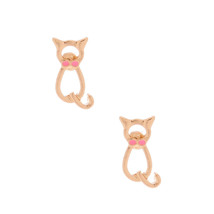 Gold Dapper Cat Stud Earrings,