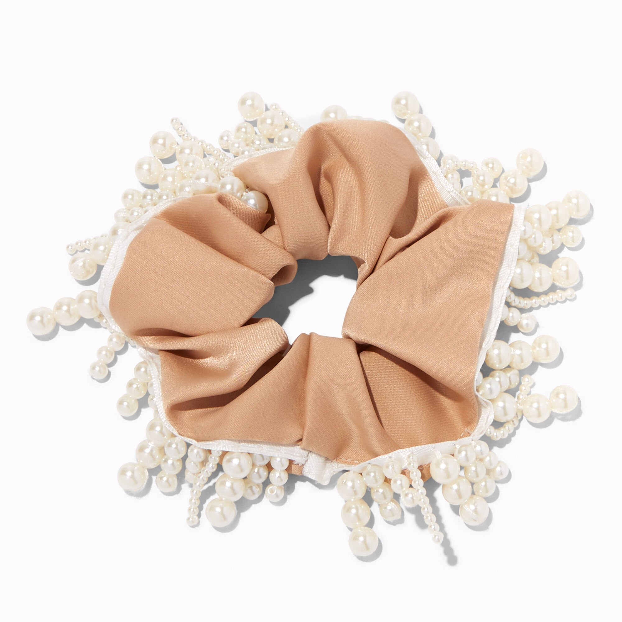 View Claires Pearl Fringe Hair Scrunchie Champagne information