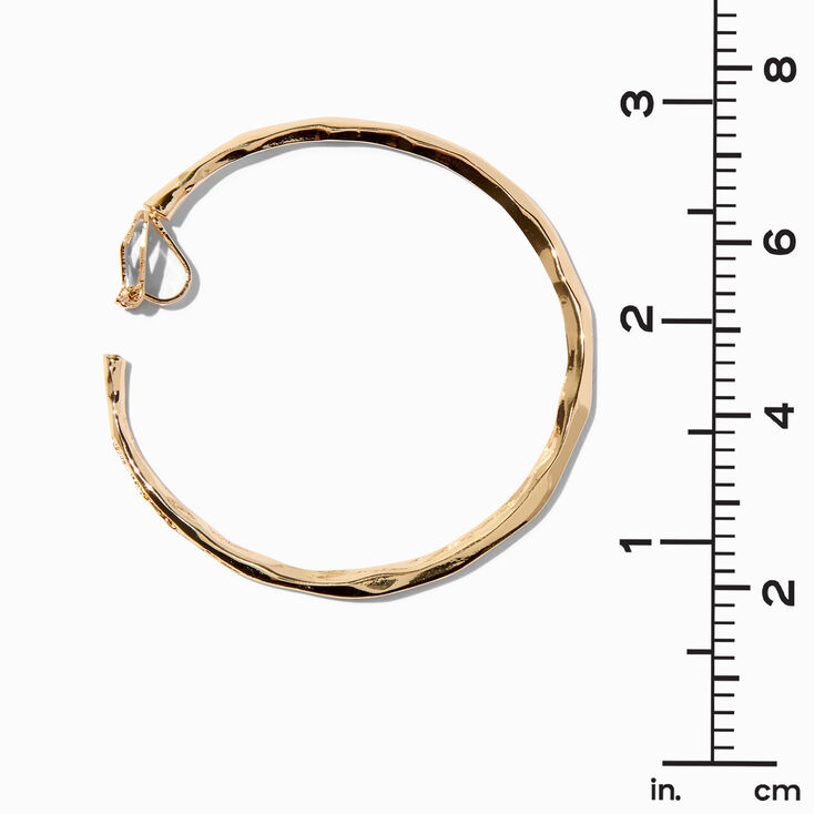 Gold-tone 60mm Molten Clip-on Hoop Earrings,