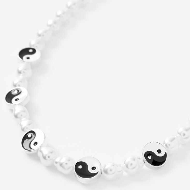 Yin Yang Beaded Pearl Choker Necklace,