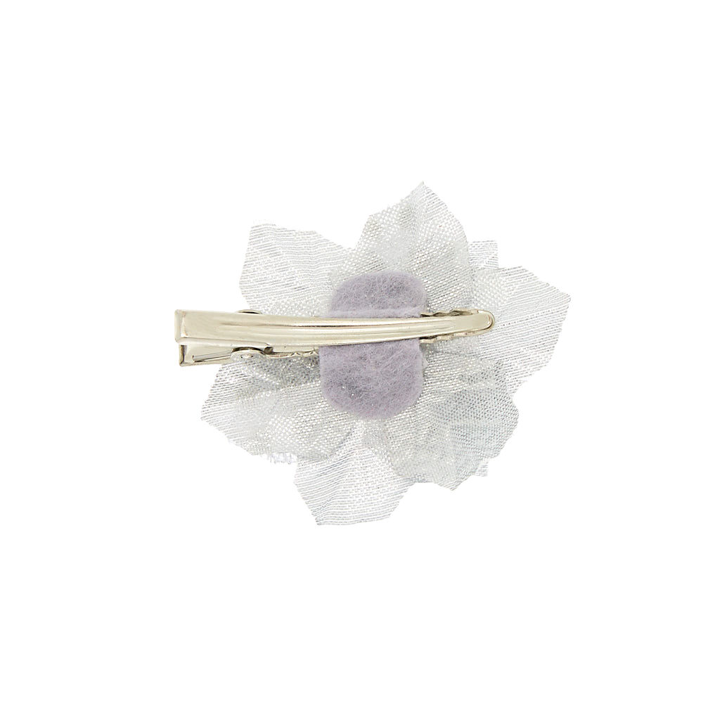 Glitter Mini Flower Hair Clip - Silver,