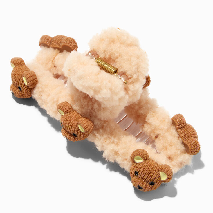 Pince &agrave; cheveux ours en peluche sherpa - Marron,