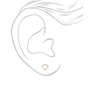 Sterling Silver Cubic Zirconia Stud Heart Earrings,