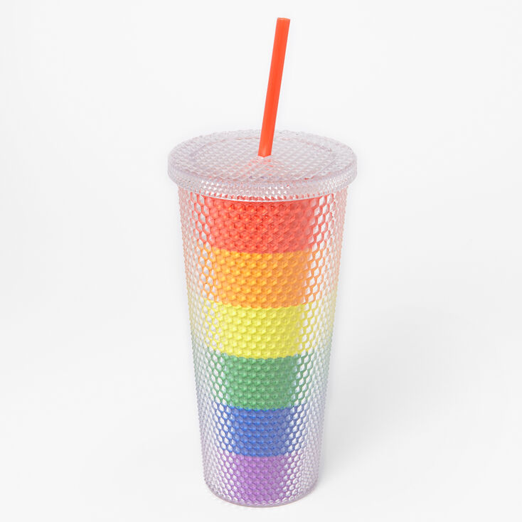 Rainbow Stripes Textured Tumbler,