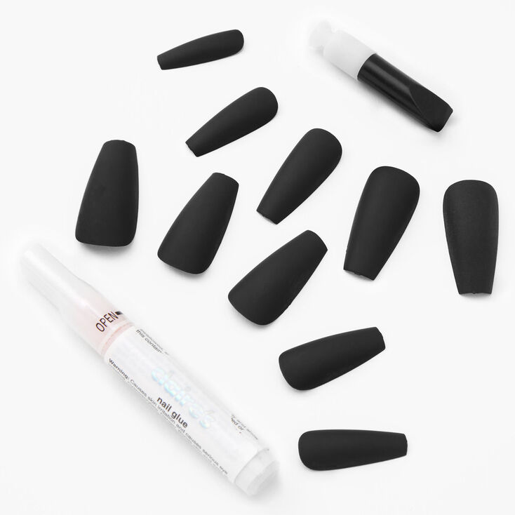 Claire's Black & White Dot Stiletto Vegan Faux Nail Set - 24 Pack