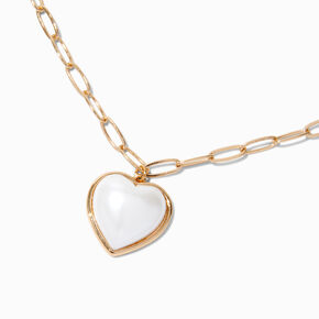 Collier &agrave; pendentif couleur dor&eacute;e c&oelig;ur perle d&#39;imitation,