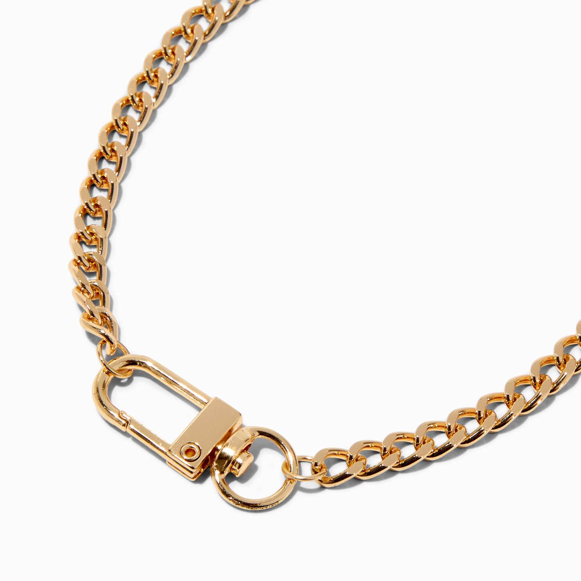 Gold tone Mega Clasp Chain Necklace Claire s US