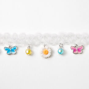 Butterflies &amp; Flowers Tattoo Choker Necklace - White,