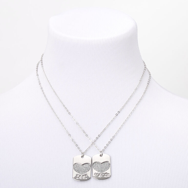Best Friends Heart Dog Tag Pendant Necklaces - 2 Pack,
