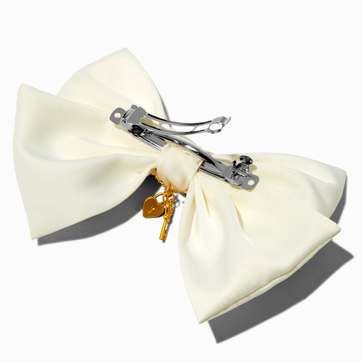 T H E M E x Claire&#39;s Heart Lock &amp; Key White Hair Bow Clip,