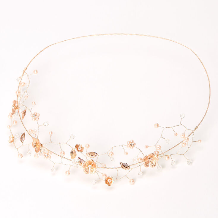 Rose Gold Metallic Flower Crown Headwrap,