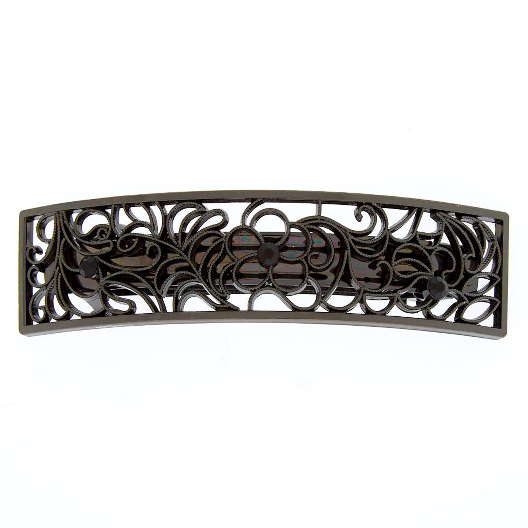 View Claires Hematite Filigree Arch Hair Barrette information