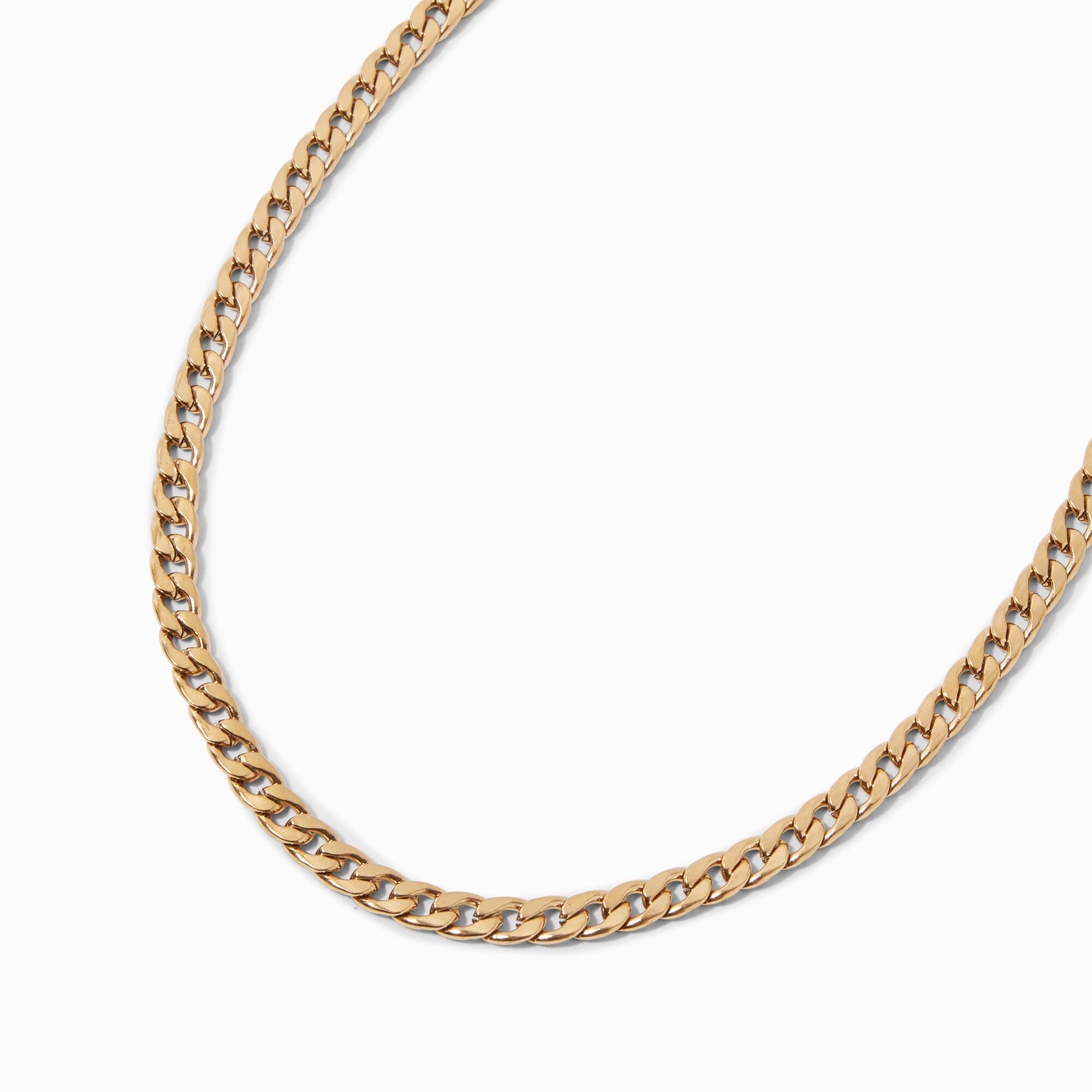 View Claires Tone Stainless Steel 6MM Curb Chain Necklace Gold information
