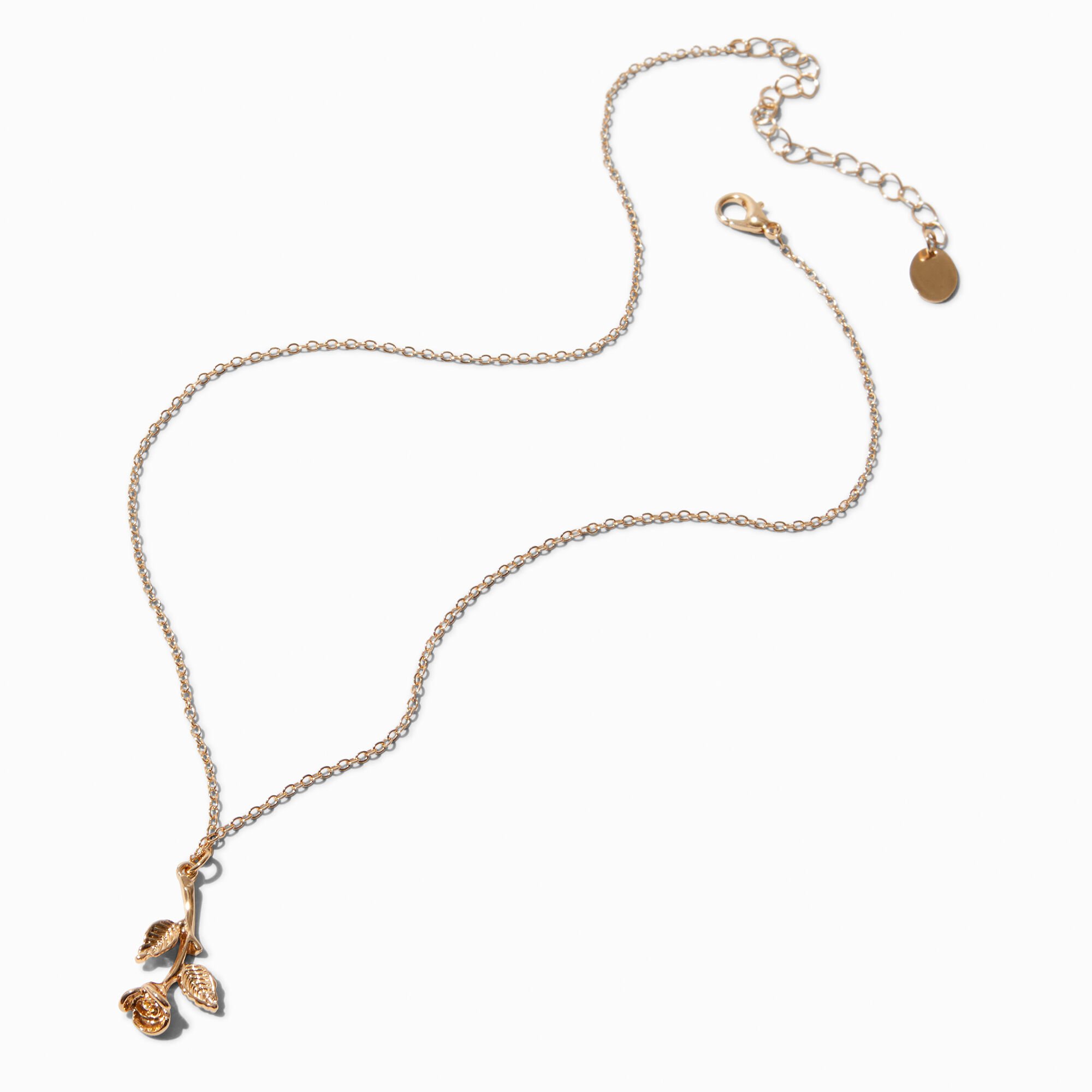 Gold-tone Rose Pendant Necklace