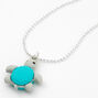 Macaron Turtle Pendant Necklace - Turquoise,
