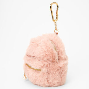 Blush Pink Fuzzy Mini Backpack Keychain,