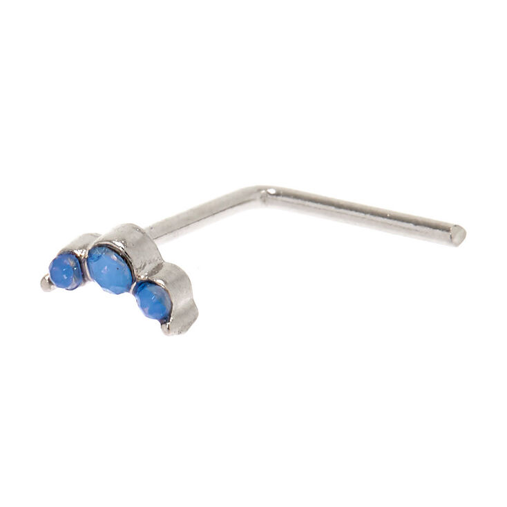 Claire's Clou de nez lune strass 20 g couleur argenté - Bleu