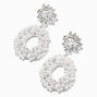 Silver 1.5&quot; Pearl Circle Cutout Drop Earrings,