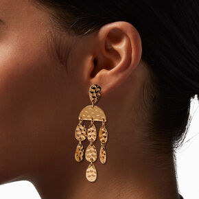Gold-tone Textured Waterfall 2.5&quot; Drop Earrings ,