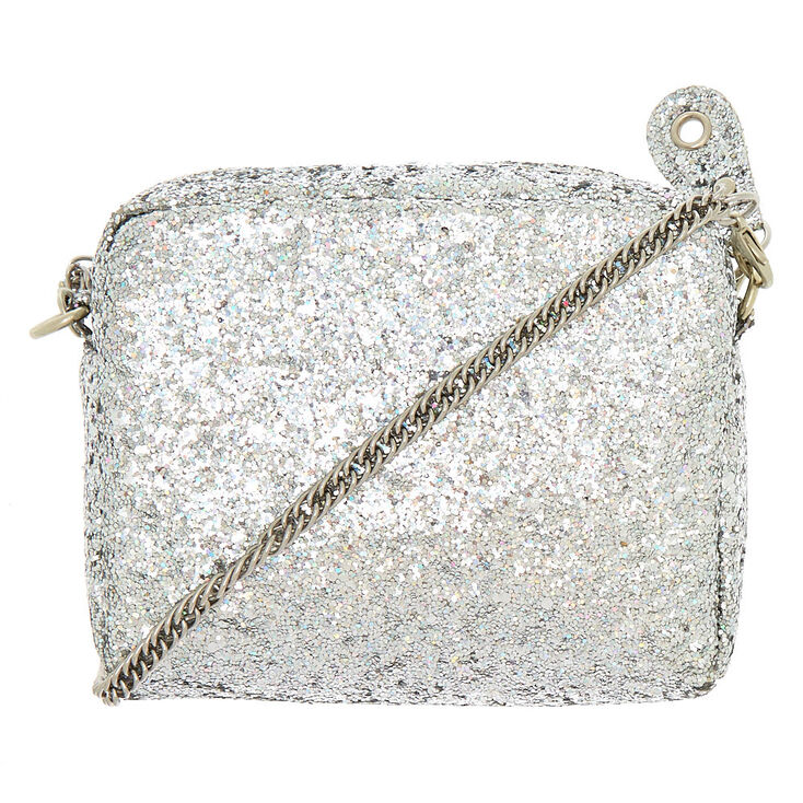 Mini Holographic Glitter Crossbody Bag - Silver