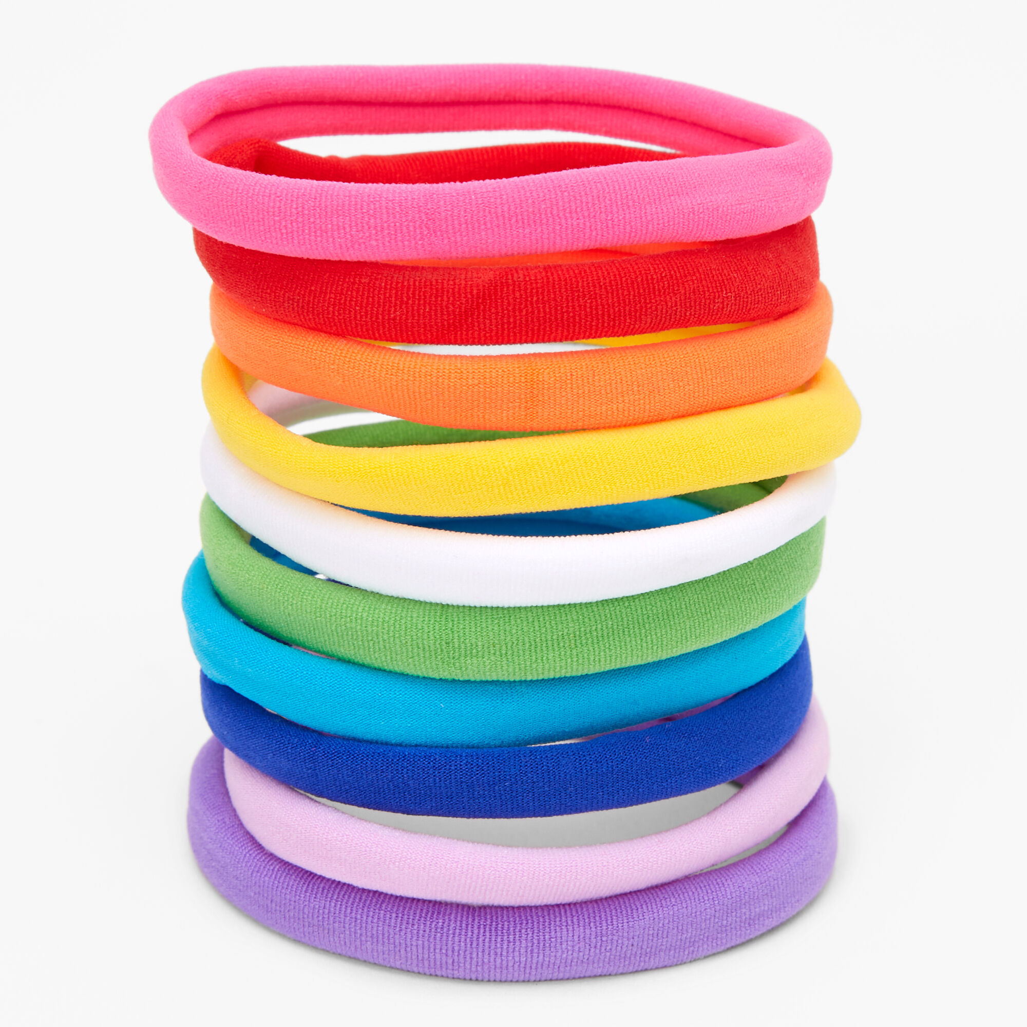 View Claires Neon Rolled Hair Bobbles 10 Pack Rainbow information