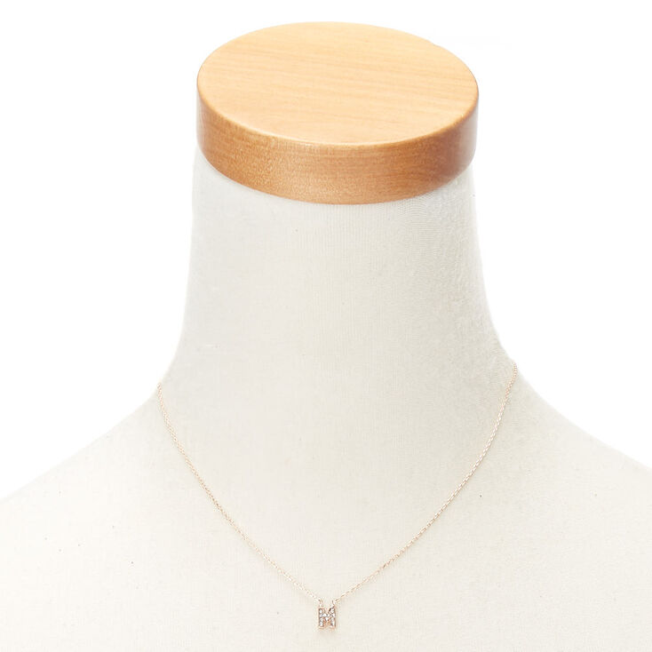 Rose Gold Embellished Initial Pendant Necklace - M,