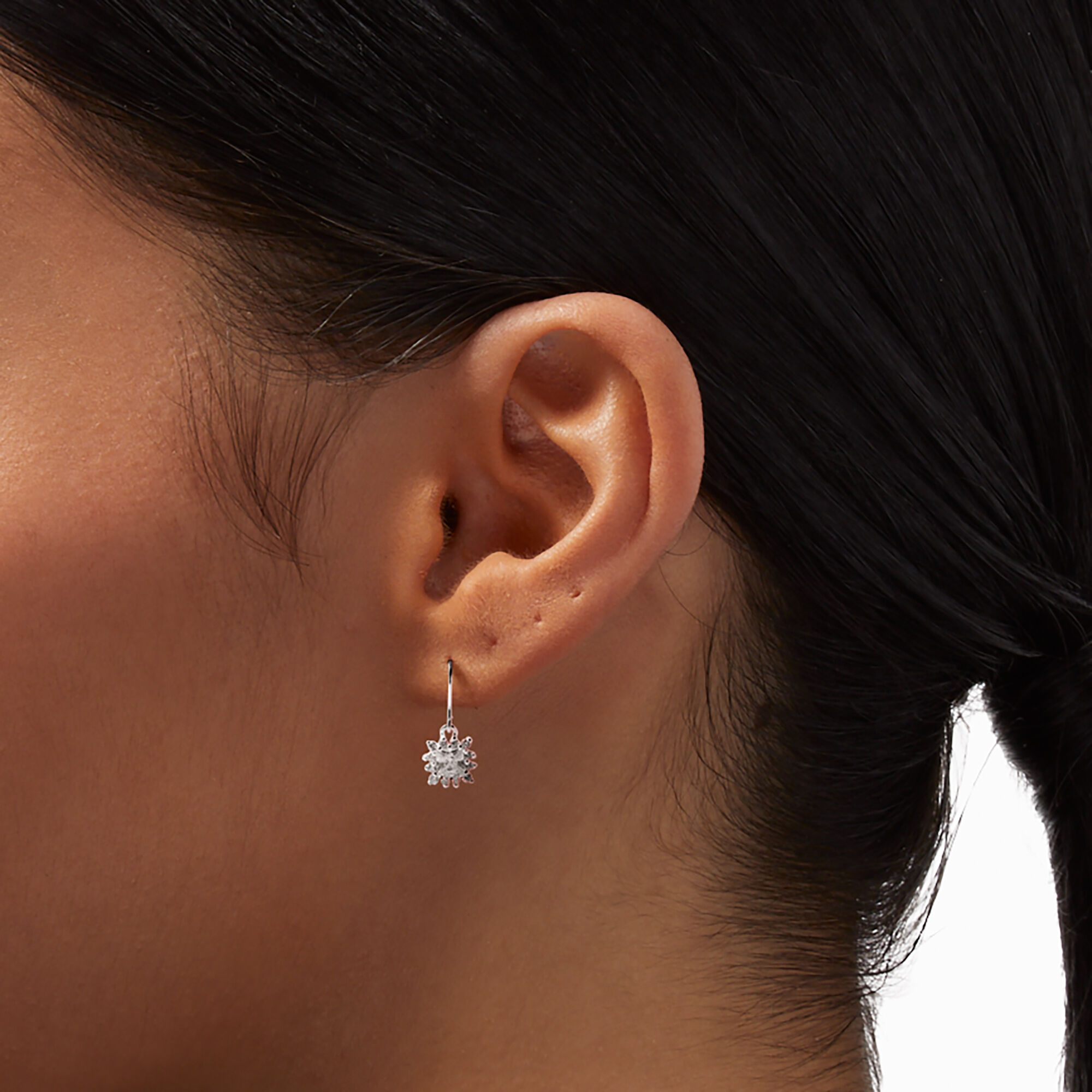 Sterling Silver .5" Cubic Zirconia Square Halo Drop Earrings,