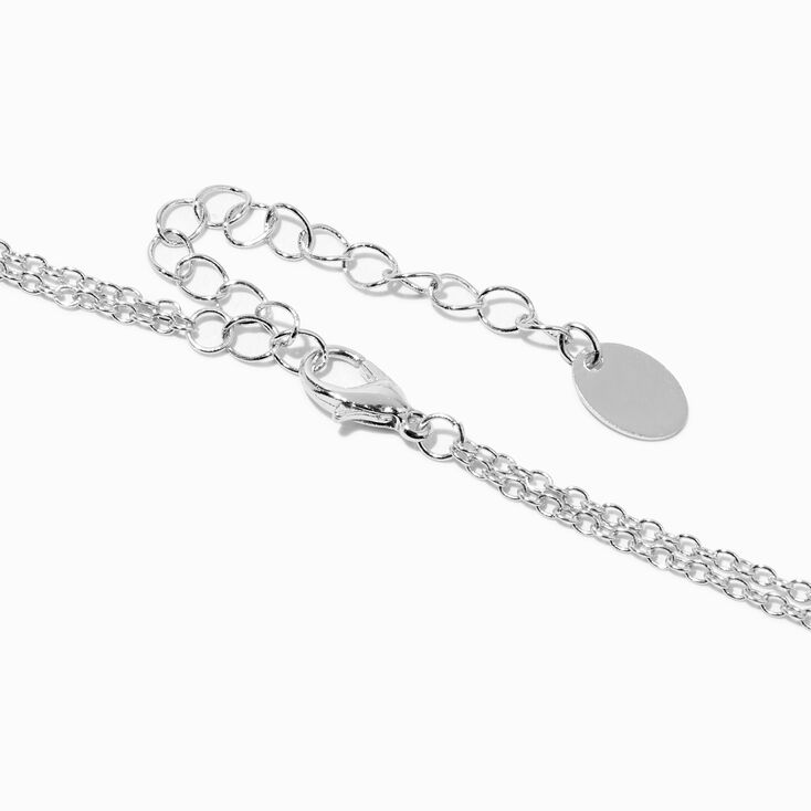 Silver-tone Cubic Zirconia Drip Y-Neck Multi-Strand Necklace,