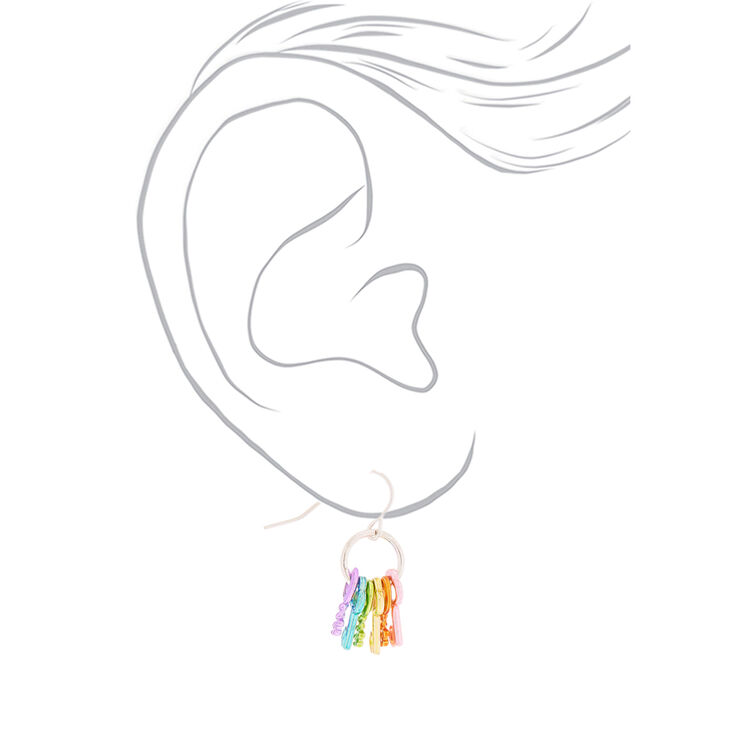 1&quot; Rainbow Keys Drop Earrings,
