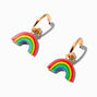 Rainbow Charm Gold Huggie Hoop Earrings,
