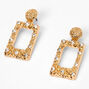 Gold 1&quot; Rectangle Textured Door Knocker Drop Earrings,