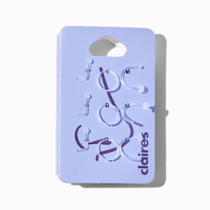 20G Mixed BioFlex&reg; Stud &amp; Hoop Nose Rings - 6 Pack,