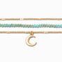 Gold Crescent Moon &amp; Turquoise Choker Necklaces - 3 Pack,