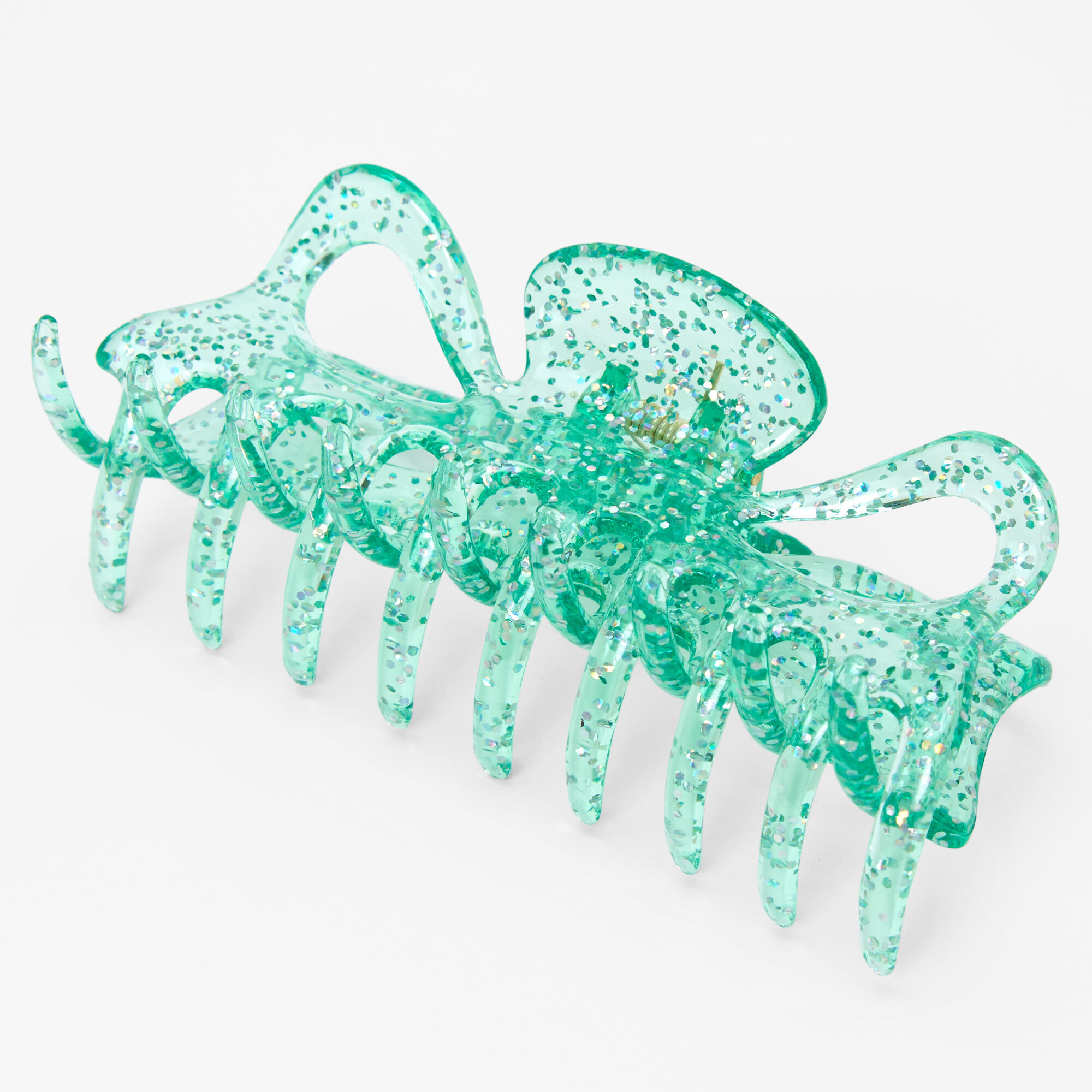 Claire's Grande pince à cheveux verte à paillettes